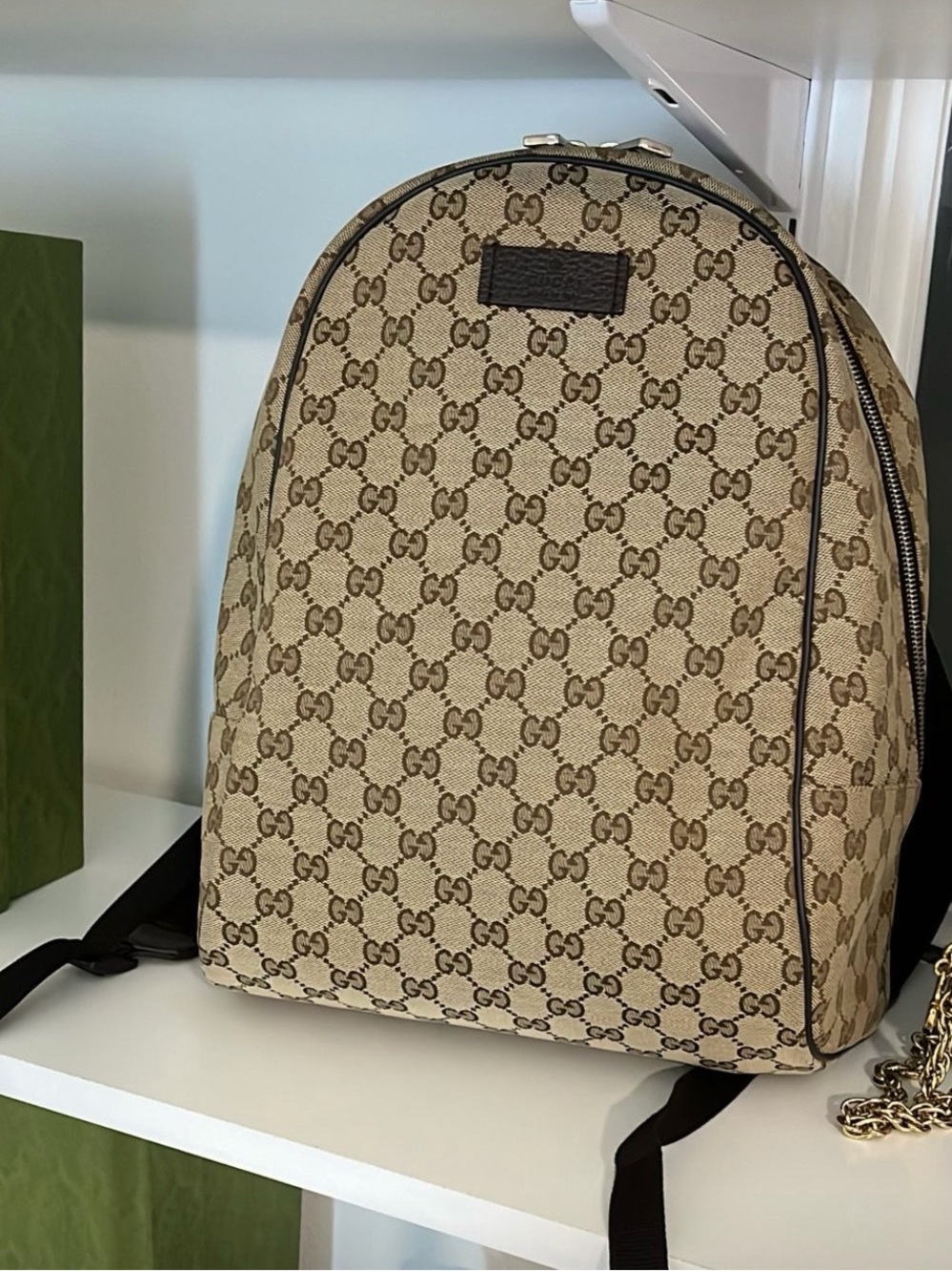 Gucci Beige/Brown GG Supreme Backpack, with dust bag.